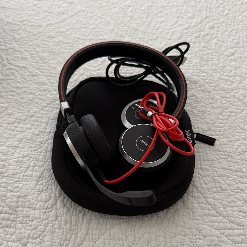 Jabra Black and Red On-Ear Headphones with Boom Microphone